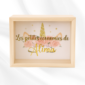 Tirrelire en bois "thème personnalisable"